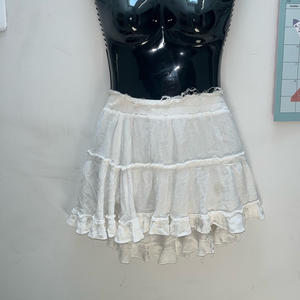 Frayed Ruffled Mini Skirt